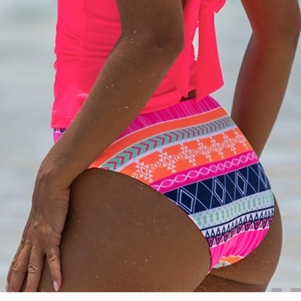 Popvil Bikini Bottoms Bright Geometric Print Large